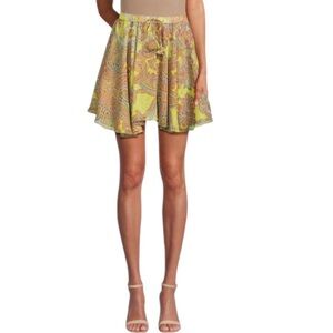 Misa Los Angeles Paisley Mini Skirt in Yellow and Pink